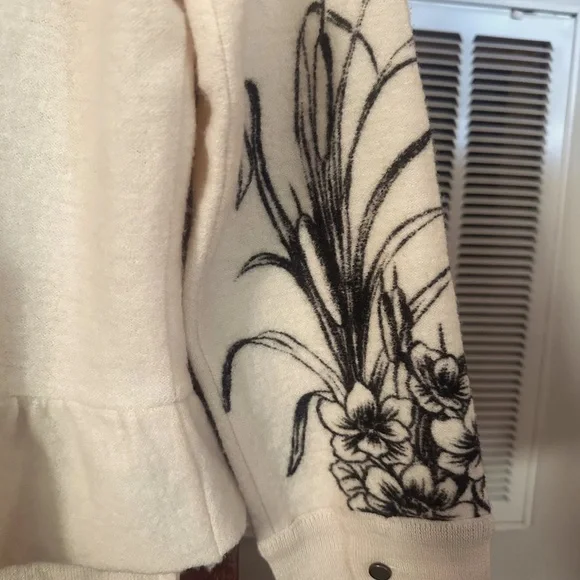 Anthropologie sleeping on snow Peplum Cardigan Cream With Pockets Size Large - Picture 7 of 7